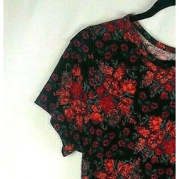 Floral Simply Comfortable Dress Flowers LuLaRoe Size Medium Black Stretchy Hi Lo - Picture 4 of 7